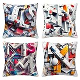 Funda Cojines Exterior Color, 4 Piezas Moderno Fundas de Cojines Exterior Impermeable, Lino Cojin Sofa Impermeable, Decorativo Cojin Sofa para Jardin, Balcón, Cama, Regalos para Madres 65x65 cm Q-40