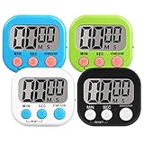 4 Piezas Alarma Fuerte Temporizador Cocina, Magnético Digital Timer con Pantalla Grande, Time Timer en Niños para Estudiar, Trabajar, Hacer Ejercicio