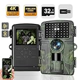 Cámara de Caza Silvestre Cámara de rastreo 4K 60MP con Control de aplicación Visión Nocturna Cámara de Caza activada por Movimiento IP66 Impermeable Tiempo de Disparo 0.1s