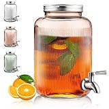 Berglander dispensador de bebidas de vidrio, refrigerador, 4L con grifo impermeable de acero inoxidable, dispensador de jugo de barbacoa, picnic, fiesta en la piscina y evento social (rosa)