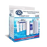 Pack de 4 Filtros ósmosis. Pack de Recambio de Filtros compuesto por 1 de Sedimentos, 1 de Carbón GAC, 1 de Carbón Block, 1 Post Filtro de Coco. Bbagua.