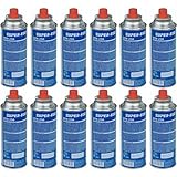 KROWN - Pack de 12 Cartuchos de Gas Butano K-250, 227g para Hornillos Quemadores, Cartucho de Gas para Camping 250, 12 Bombonas