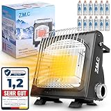 Z.M.C Calefacción de gas portátil 2 en 1 y hornillo de gas + 12 cartuchos de gas de 227 g, calefacción de cerámica para camping de 1,7 kW, calentador de gas para exterior e interior, calefactor móvil