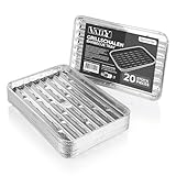 Vaily Juego de 20 bandejas de aluminio para barbacoa, accesorios para barbacoa, camping y cocina, bandeja de aluminio para menos grasa y suciedad, 34,5 x 22 cm