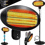 KESSER® Calefactor Radiante 2000 Vatios - Infrarrojos, De Pie, Para Patio y Terraza - Regulable en Altura - Cuarzo