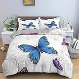 Funda Nordica Cama 105 Mariposa Juego de Cama Niña Niño de Microfibra Suave Impresión 3D Funda Nórdica Mariposa Funda Edredon 200x200 cm y 2 Fundas de Almohada M607