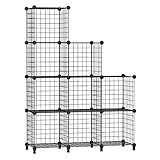 AWTATOS Estante de Almacenamiento de Cubos de Alambre, 9 Cubos, Organizador de Cubos de Almacenamiento modulares, Estante de Alambre de Hierro Multiuso, Estante para Sala de Estar, hogar, Negro