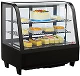 MBH - Vitrina expositora refrigerada profesional sobre mostrador 100 litros. Frigorífico expositor industrial pequeño para hostelería - Color negro.