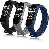 Oumida Correa Compatible con Xiaomi Mi Band 4/3, Pulseras Reloj Recambio Silicona Suave Original (Negro+Gris+Azul)