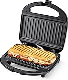 YASHE Sandwicheras, 750W Tostadora Grill, Máquina de Panini con Recubrimiento Antiadherente, Temperatura Automática, LED Indicadoras