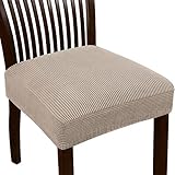 Dioxide Pack de 4 Funda para Silla, Fundas Elásticas, Fundas de Asiento para Silla, Diseño Jacquard Cubiertas de la Sillas, Extraíbles y Lavables-Decor Restaurante (Paquete de 4,Bronceado Claro)