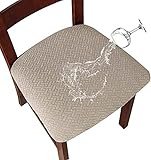 LANSHENG Pack de 4 Fundas para sillas de Comedor elásticas, Diseño Jacquard, Cubiertas de Asiento sin Respaldo (Arena)