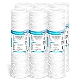 Membrane Solutions Cartucho 10' de Sedimentos para Toda la Casa, 50 micras, Recambio de Filtros para Eliminación de Sólidos en Suspensión, Tierra, Barro y Arena, 10 x 2,5 pulgadas, 6 Pack