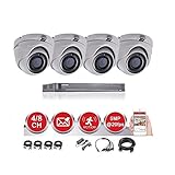 HIKVISION Sistema CCTV 5MP Cámara de visión nocturna UHD 20M IR 2.8mm lente fija IN/OUTDOUR 8CH DVR (4 cámaras, 1 TB)
