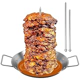 Brocheta Vertical BBQ, Soporte Vertical para Brochetas Kebab Pinchos de Pollo de Acero Inoxidable BBQ Skewer Grill con 3 Pinchos de Repuesto Soporte Vertical Brasileño para Bistec
