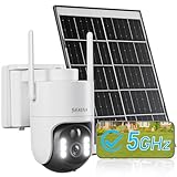 [5GHz & 2,4GHz]Camara Vigilancia WiFi Exterior Solar,Batería de 8000mAh y panel solar de 7W,2K 4MP Camera Vigilância Exterior con Luz de inundación,Visión Nocturna Color,Detección de Movimiento con IA