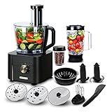 TopStrong Procesador de Alimentos 1100W,11 en 1 Robot de Cocina Multifunción,Capacidad 3.2 Litros,Multi-accesorios(Licuadora, Picadora, Multi Mezclador con Cuchilla para Masa)