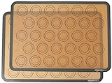 Amazon Basics rectángulo Tapete de silicona para hornear macarons, juego de 2 unidades, 41 x 5 cm, Marrón, Negro