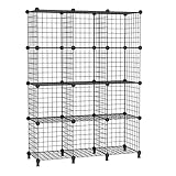 AWTATOS Estante de Almacenamiento Multiuso, 12 Cubos, Organizador modular de Alambre de Hierro, para Sala de Estar, hogar, Negro