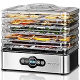 Deshidratador de Alimentos 240W Aigostar Crispy, Deshidratador con 5 Bandejas Altura Regulable, Pantalla LED, Temporizador 99H y Temperatura Ajustable, Deshidratadora de Frutas y Verduras, Sin BPA