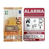 NO PARECE REAL, LO ES. Super Adhesivo y ALUMINIO. Somos empresa venta de ALARMAS Especial piso Cartel disuasorio Alarma ROJO, 9x14cm.