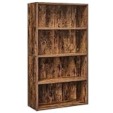 VASAGLE Librería de 4 Niveles, Estantería de Libros, Organizador con Compartimentos, Estantes Abiertos y Ajustables, para Sala de Estar, Oficina, Dormitorio, Marrón Rústico LBC164X01