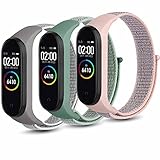 Wanme Correa de Repuesto para Xiaomi Mi Band 4 & Xiaomi Mi Band 3, Pulseras Loop de Nylon (Rosa Sand+Verde océano+Gris)