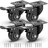 GBL Ruedas para Muebles Pesados con 4 Freno + Tornillos - 50 mm Hasta 200 kg - 4 Ruedas que No Dejan Marcas de Alta Resistencia - Ruedas Giratorias para Palets Engomadas - Negro