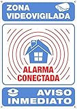 Cartel METÁLICO Alarma Conectada Interior/exterior y Ultra-resistente | Cartel Disuasorio, Placa Aviso a policía, 30x21 cm Cartel Videovigilancia Homologado | Zona Videovigilada