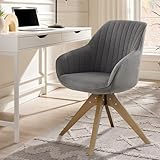 Zouron - Silla de Comedor con Patas de Madera, Juego de 1, Silla de Oficina giratoria, sillas de Cocina, sillón de salón con apoyabrazos, para Oficina, Dormitorio, Gris