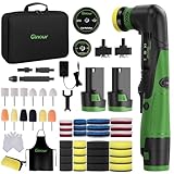Ginour Pulidora para Detailing, Pulidora Coche 200W 12V con Modos DA&RO, Placa de Pulido Intercambiable de 2''/1,2'', 2 Baterías de 2Ah, 6 Velocidades para Pulir, Encerar y Limpiar