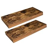 HOOBRO Estanterías de Pared, Juego de 2 Estantes de Pared de 40cm, Estante Flotante, Balda Flotante con Fijación Invisible, Decoración, para Salón, Dormitorio, Aseo, Oficina, Marrón Vintage EBF40BJ01