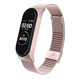 BDIG Correa Compatible para Xiaomi Mi Band 4 Correas Metal, Pulsera de Acero Inoxidable Agradable para Mi Band 4 Correa (No Host) (Melan Rosa)