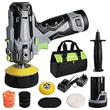 WORKPRO 12V Pulidora Coche, Pulidora Orbital, Máquina de Pulir, Lijadora para Automóvil, Pulidora con 19 Accesorios, 2 Baterias, Discos de Espuma, Pulir y Encerar Automóviles