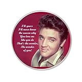 Imán para nevera, diseño de Elvis Presley 'The Wonder of You', 75 cm de diámetro, en bolsa de organza de color negro