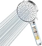 Cobbe Alcachofa de ducha con filtro, ducha de alta presión con 6 tipos de chorro, ahorro de agua con filtración en 20 capas, alcachofa de mano con filtro antical para agua dura, cloro