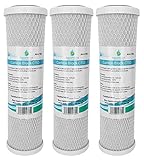 3x AquaHouse AH-CTO5 Cartuchos de filtro de agua de bloque de carbono de 10 'para agua potable, sistemas de ósmosis inversa, para todas las carcasas de 10'