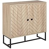 HOMCOM Aparador de Cocina Armario Buffet con 2 Puertas y Estantes Armario de Almacenaje para Comedor Salón Dormitorio Estilo Moderno 80x29,5x80 cm Madera Natural y Negro