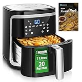 Aigostar Cube - Freidora de aire sin aceite 7L, 1900W, 7 funciones preestablecidas + mantener caliente, modo manual, panel LED táctil. Doble uso: con cesta o cajón. Sin BPA. Libro de recetas incluido