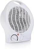 UBOON Calefactor Eléctrico 2000W, Calentador de Baño, Cocina y Habitación, Ideal para Superficies de hasta 20-25m², 3 Velocidades y Termostato Ajustable (Blanco Aire)