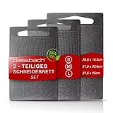 classbach 424012 Set de 3 lavavajillas, Tabla de Cortar de Cocina con Canal para Zumo sin BPA de plástico PP, aptas para Alimentos, Aspecto mármol Gris Claro, Polipropileno