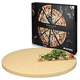 Navaris Piedra para pizza de cordierita - Piedra para horno redonda para pizza o pan - Bandeja para parrilla barbacoa o grill - XL 30.5CM