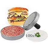 Belmalia Prensa Burger 100 Hojas de Papel de Horno Burgers, Hamburguesas, Cheeseburgers, Frikandellen, Albóndigas, Sartén, Barbacoa, Antiadherente, 11cm