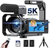 5K Cámara de vídeo 56MP Videocámara de Doble Lente de WiFi IR Cámara de visión Nocturna Vlogging para Youtube Zoom Digital 16X Grabadora de Video con Pantalla táctil de 3.0 'con 2 baterías, SD de 64G