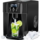 KESSER® Máquina de hacer hielo Cubitos de acero inoxidable 100W | Cubitera 12 kg 24 h | 2 tamaños cubitos | Preparación en 6 min | Tanque de agua 2L | Temporizador | Pantalla LCD Negro