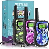 Nestling Walkie Talkie para niños, Camuflaje al Aire Libre, 8 Canales, Radio de 2 vías, Juguetes, Linterna LCD retroiluminada, Rango de 3 Millas para Actividades Infantiles (3pcs Camuflaje)