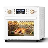 LLIVEKIT 26 L Freidora de Aire sin Aceite 1700 W, Mini Horno de Aire Caliente con 14 Programas para Selección Temperatura Ajustable y Temporizador, Air Fryer con 8 Accesorios y 1 Receta, Blanco Crema