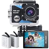 Nvgfelis WiFi Cámara Deportiva 1080P, 12MP Cámara de acción con Gran Angula Lente, Cámara Subacuática Impermeable 30M/98FT con 2 Baterías y Accesorios Kit para Casco y Bicicleta, etc.