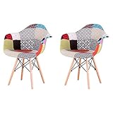 N / A GrandCA Home Pack de 2 sillas,sillas de Comedor Patchwork Tela de Lino Butaca, Silla de salón, sillas de recepción, Silla de Cocina (Rojo)
