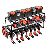 BELLE VOUS Estanteria de Pared para Herramientas - Estantería Metalica con Ganchos para Colgar - Soporte Panel de Estanterias Metalicas de 3x Niveles - Almacenaje Taller Mecanico